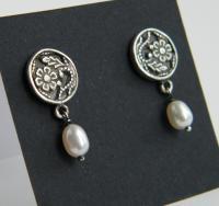 Earrings - Silver Earrings With Pearls - Silver Work
