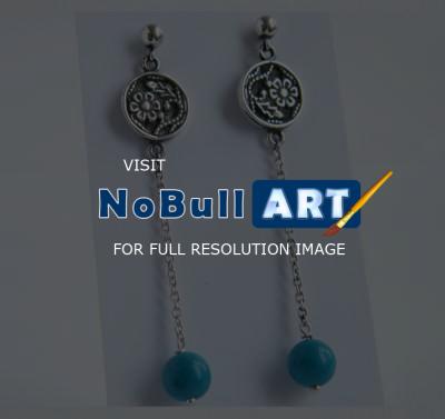 Earrings - Silver Earrings With Turquoise - Silver Work